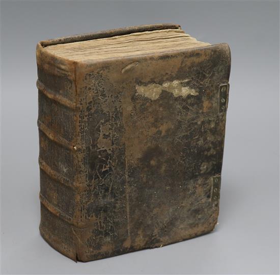 Bible in English, bound with Psalmes, Concordances, lacking title page and early and final pages, quarto,